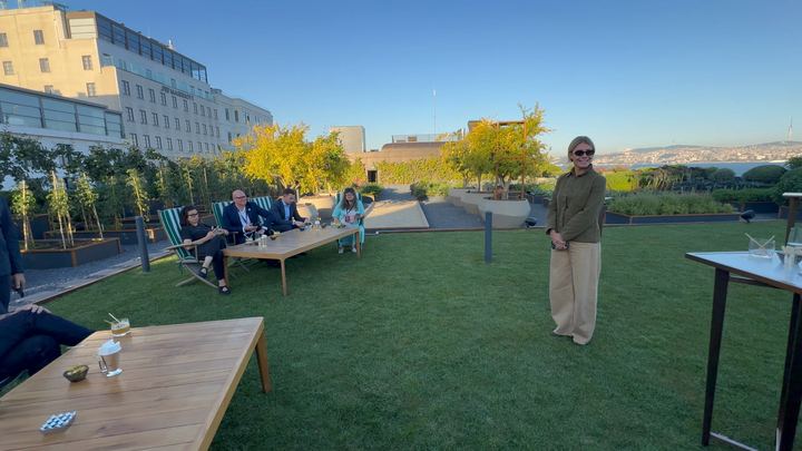 Özden Akyıldız with the delegation on the lawn